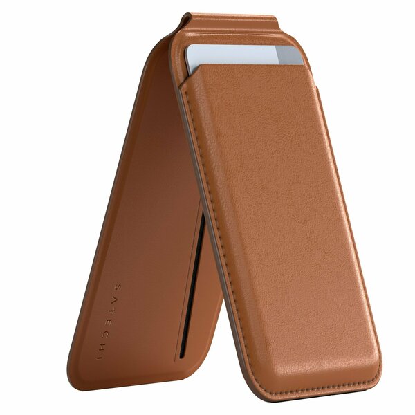 Satechi Vegan Leather Magentic Wallet Stand, Brown ST-VLWN